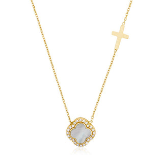 Midas clover and cross necklace (gold)