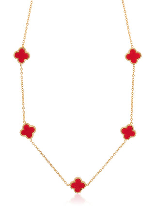 Clara clover necklace (red)