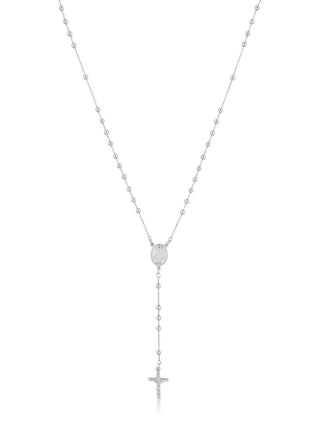 Crown Rosary bead necklace (silver)