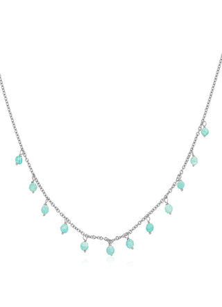 Selene gem Necklace (green) (silver