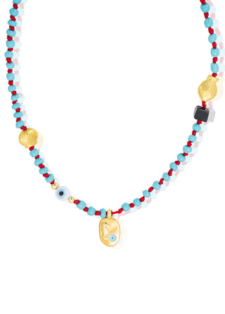 Handmade eye and seahorse necklace