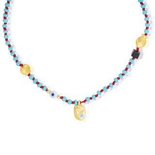 Handmade eye and seahorse necklace