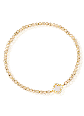 Lucky clover bracelet (mop) (gold)