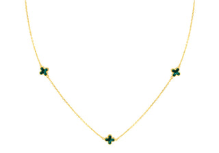 Malachite clover necklace in 9kt gold