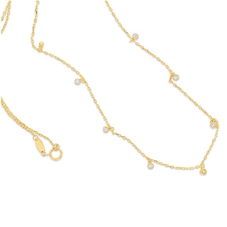 Drop diamonte chain necklace (9kt gold)