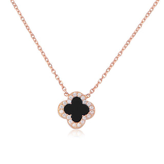 Fortuna Necklace (black) in rose gold