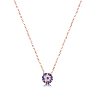 Small round evil eye necklace rose gold