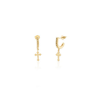 Orthodox cross hanging earrings (gold)