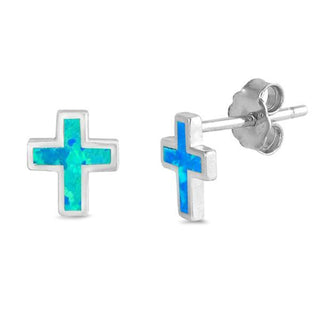 Cross opalite (blue) earrings in silver