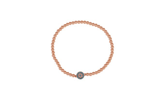 Small eye beaded eye in light blue bracelet in rose gold