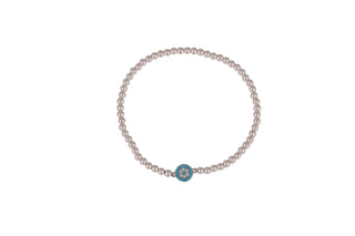 Small eye beaded light blue bracelet silver