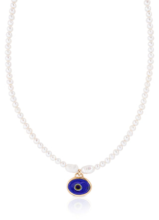 Pearl eye necklace (blue)