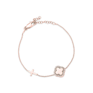 Midas clover cross bracelet (rose gold)