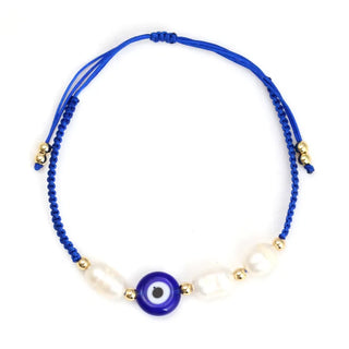 Blue eye pearl cord bracelet