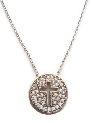 Cut out cross necklace silver