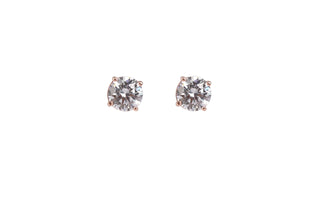 Diamonte round 8mm stud earrings (rose gold)