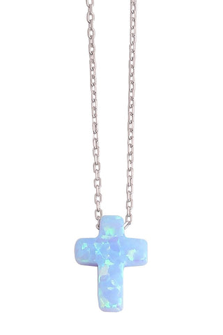 Cross Opalite necklace Silver