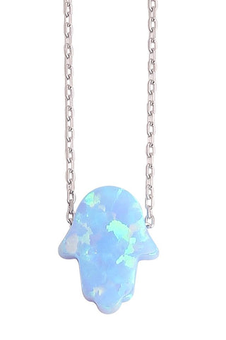 Hamsa opalite necklace silver