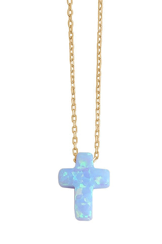 Cross opalite necklace gold