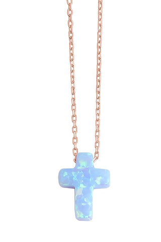 Cross opalite necklace rose gold