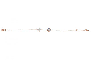 Eye and cross small bracelet rose gold