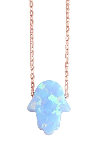 Hamsa opalite necklace rose gold