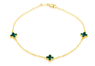 Malachite clover bracelet in 9kt gold