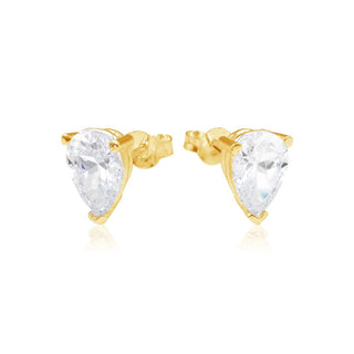 Pear shape diamonte stud earring (gold)