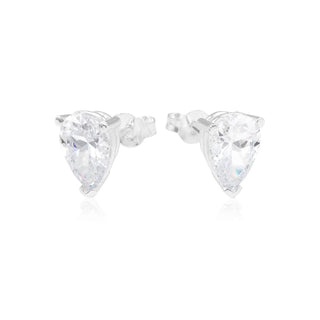 Pear shape diamonte studs (silver)