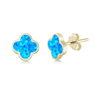 Opalite blue clover in gold