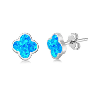 Opalite clover in blue in silver