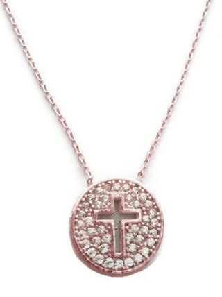 Cut out cross necklace rose gold