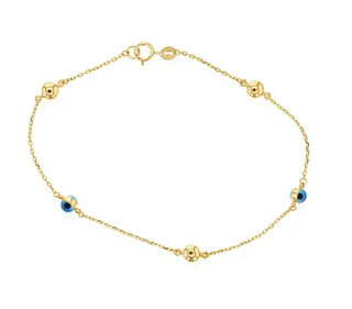 9kt gold eye and ball bracelet