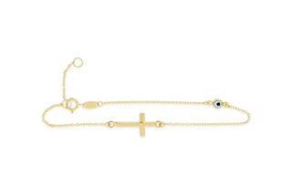 9kt eye and cross bracelet