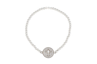 Cut out cross bracelet in silver