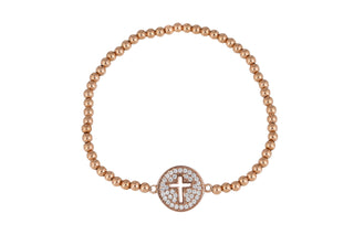 Circle Cut Out Cross bracelet in rose gold