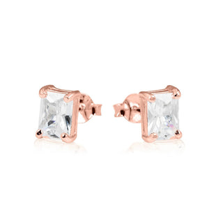 Rectangle stud diamonte earrings (rose gold)