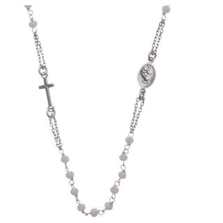 Rosary Miraculous necklace (white crystal beads)