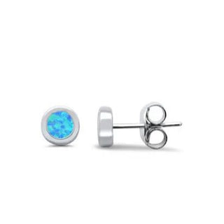 Round opalite stud earrings (silver)