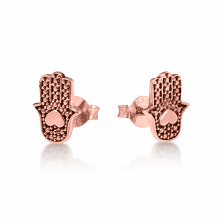 Hamsa hand earrings rose gold