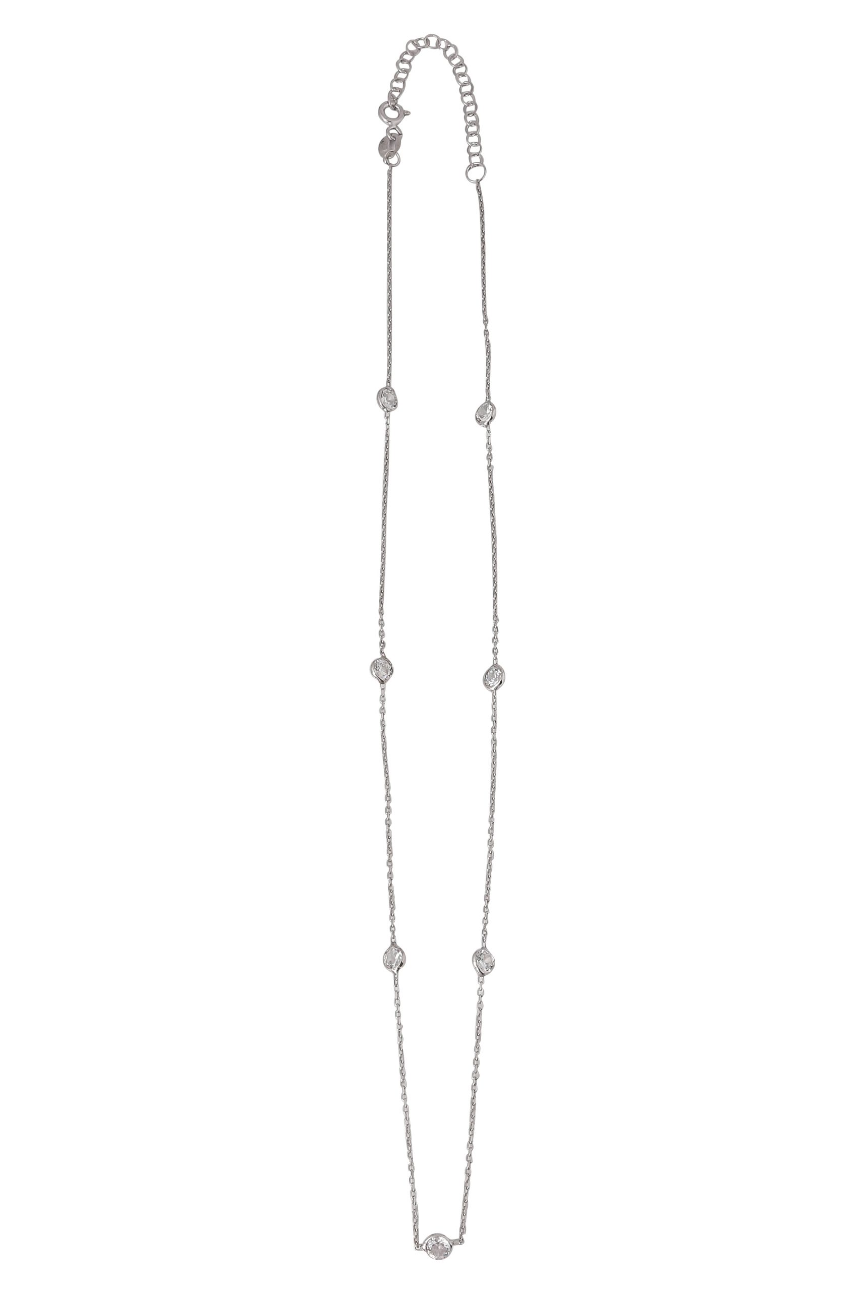 Diamonte chain necklace short silver – Opa Designs