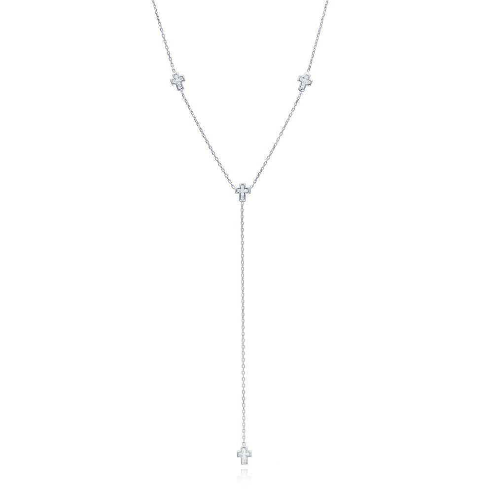 Sophia cross lariat in silver – Opa Designs